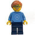 fig-013319 – Police Officer, Sweater with Police Badge, Nougat Hair, Glasses