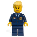 fig-013321 – Police Officer, Dark Blue Suit with Police Badge, Bright Light Yellow Hair
