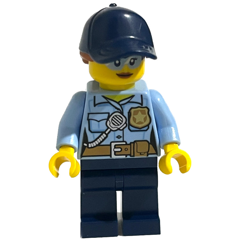 fig-013328 – Police Officer, Bright Light Blue Shirt, Dark Blue Legs and Cap