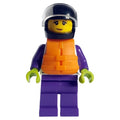 fig-013339 – Boat Racer, White and Dark Purple Race Suit, Orange Life Vest, Black Helmet