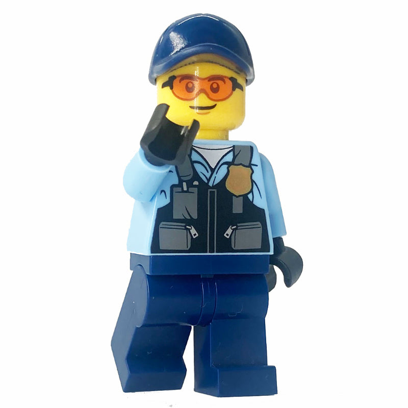 fig-013346 – Police Officer, Bright Light Blue Shirt, Dark Blue Vest, Legs, and Cap