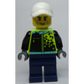 fig-013352 – Racer, Vibrant Yellow and Dark Blue Race Suit, White Cap