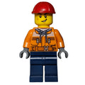 fig-013362 – Construction Worker, Orange Safety Jacket, Dark Blue Legs, Red Hard Hat