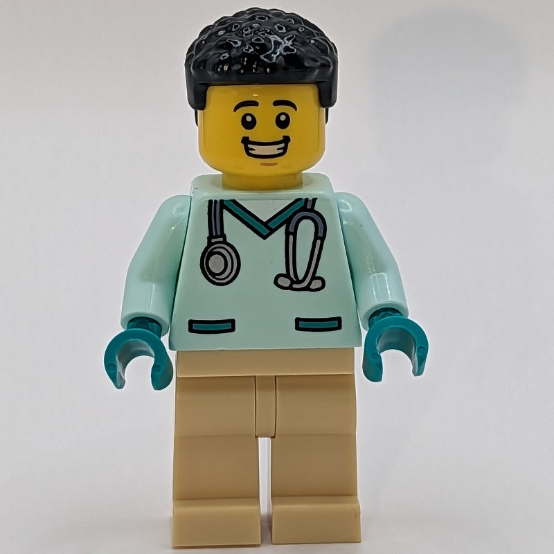 fig-013365 – Vet, Light Aqua Shirt, Tan Legs, Black Hair