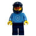 fig-013440 – Police Officer, Sweater with Police Badge, Dark Blue Helmet, Orange Glasses