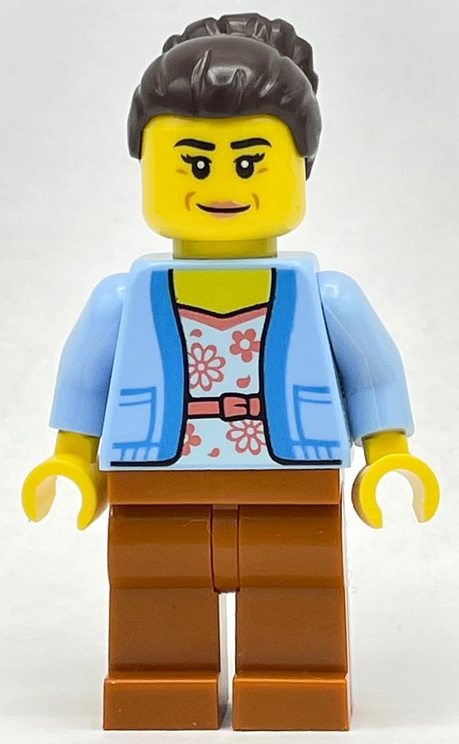 fig-013489 – Club Owner - Bright Light Blue Torso, Dark Orange Legs, Dark Brown Hair