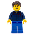 fig-013494 – Man, Dark Blue Plaid Shirt, Blue Legs, Dark Brown Hair (3626c Head)