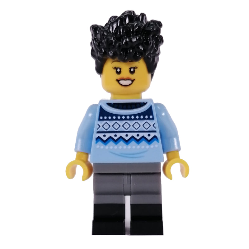 fig-013504 – Bright Light Blue Torso, Dark Bluish Grey/Black Legs, Black Hair