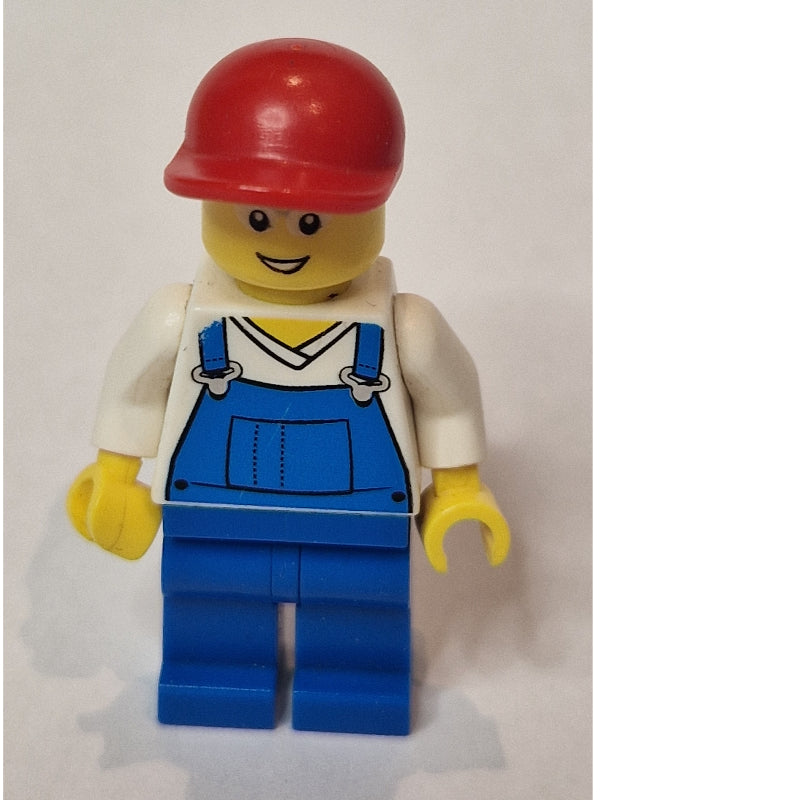 fig-013508 – Man, Blue Overalls over White V-Neck Shirt, Red Cap, Glasses, 3626cpr0646 Head