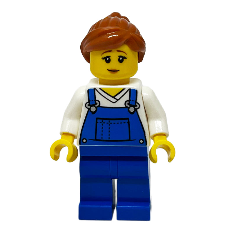 fig-013521 – White Torso, Blue Overall, Dark Orange Hair