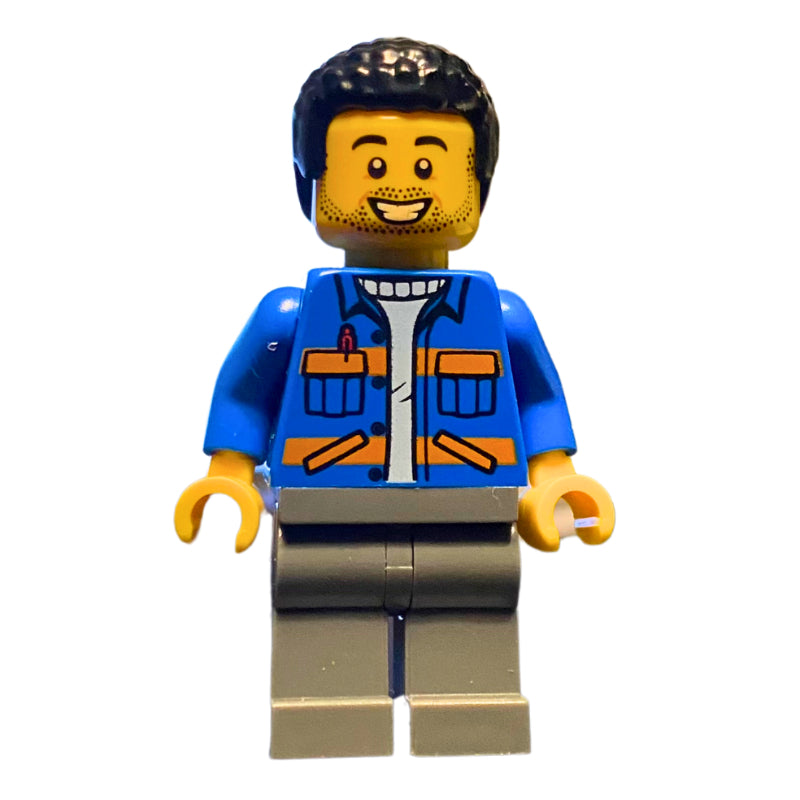 fig-013522 – Blue Torso, Safety Vest, Dark Bluish Grey Legs, Black Hair