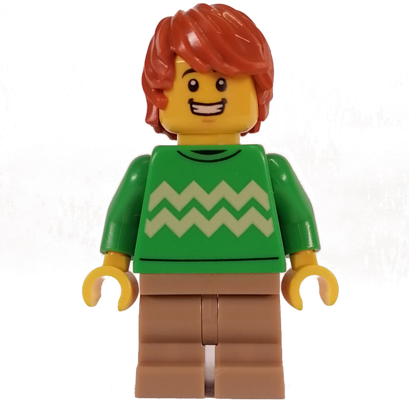 fig-013558 – Bright Green Torso, Dark Tan Medium Legs, Dark Orange Hair