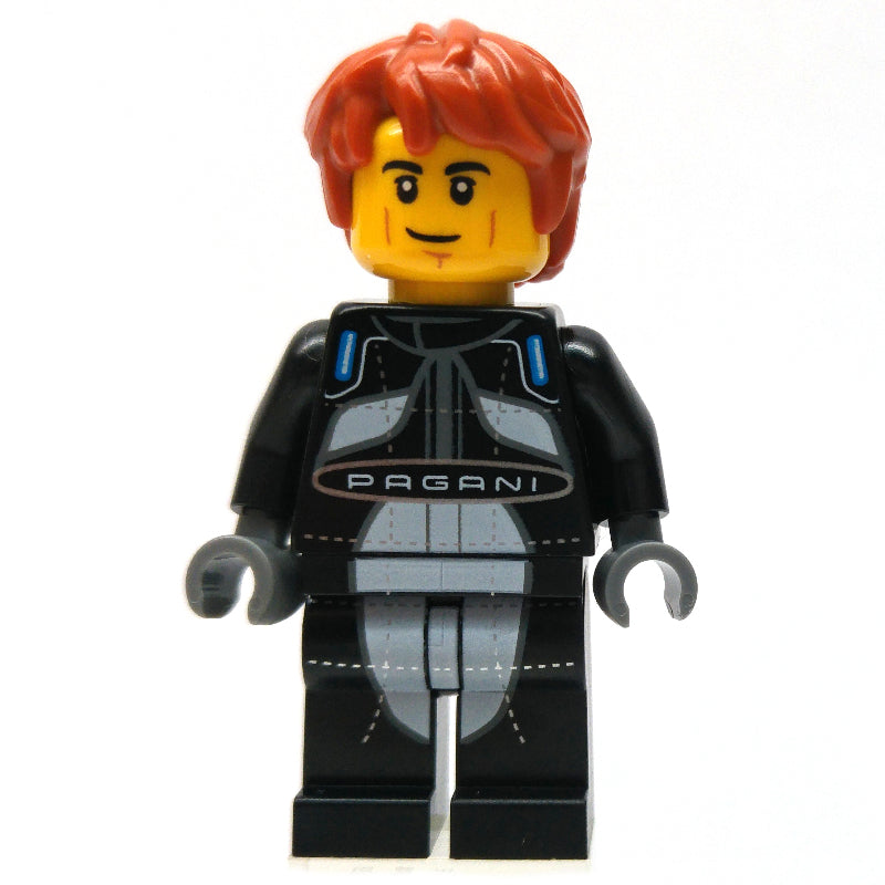 fig-013588 – Race Driver - Black Torso, Black Legs, Dark Orange Hair