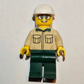 fig-013623 – Construction Engineer / Architect - Tan Torso, Dark Green Legs, White Helmet