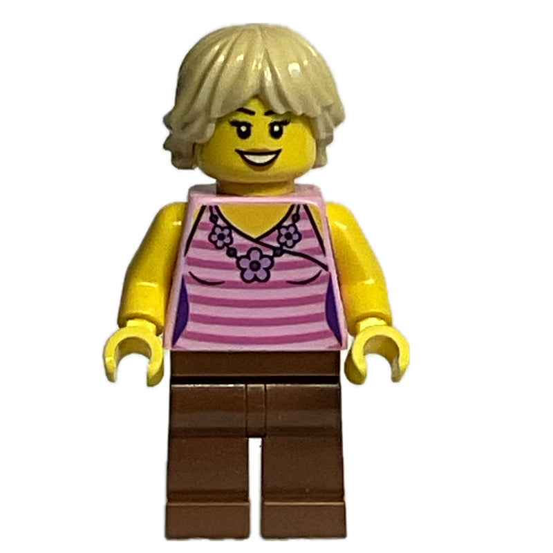 fig-013648 – Bright Pink Torso, Dark Red Legs, Tan Hair