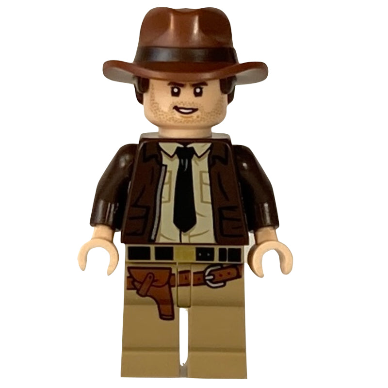 fig-013693 – Indiana Jones in Dark Brown Jacket, Tan Shirt, Black Tie