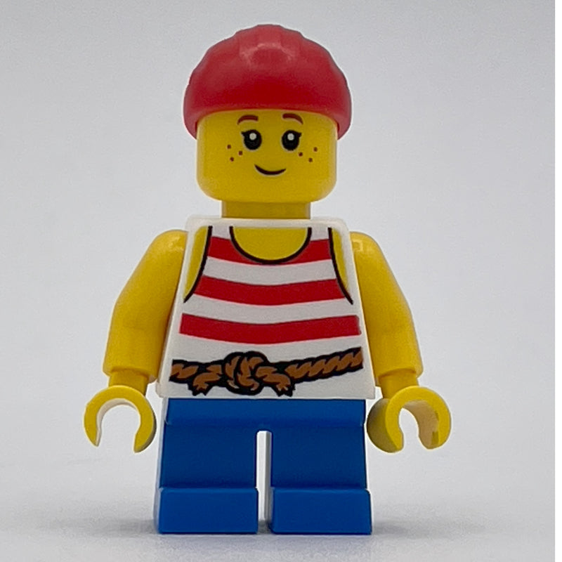 fig-013695 – Kid Pirate - Red Striped Shirt, Blue Legs, Red Bandana