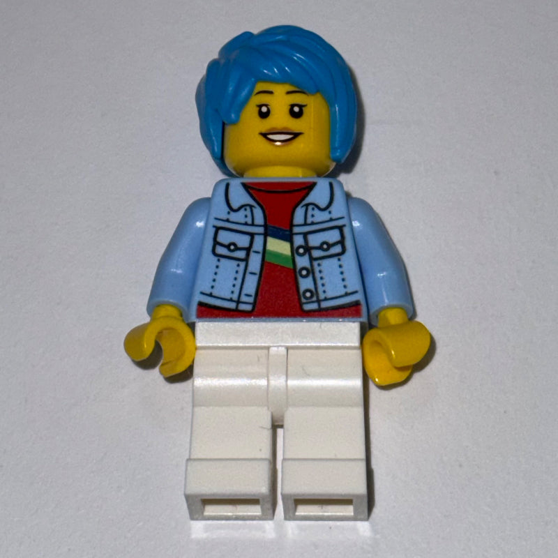 fig-013755 – Aki Jones - Bright Light Blue Jacket, White Legs, Dark Azure Hair