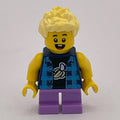 fig-013933 – Boy, Dark Blue Banana Shirt, Short Medium Lavender Legs