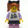 fig-013944 – Girl, Raccoon Shirt, Bright Pink Legs, Black Skirt and Cat Ears
