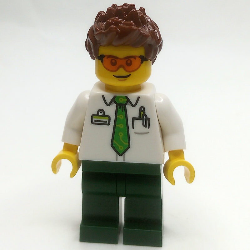 fig-013949 – Man, White Shirt, Dark Green Legs, Orange Glasses