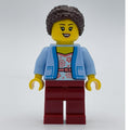 fig-013956 – Woman, Bright Light Blue Cardigan, Dark Red Legs
