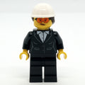 fig-013960 – Construction Site Foreman, Black Suit, White Hard Hat with Hair
