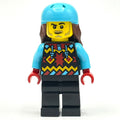 fig-013979 – Snowboarder, Black Snowsuit, Medium Azure Helmet with Hair