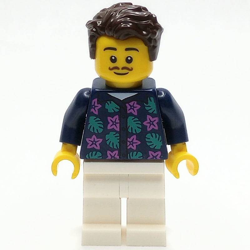 fig-013987 – Man, Dark Blue Shirt, White Legs, Dark Brown Hair