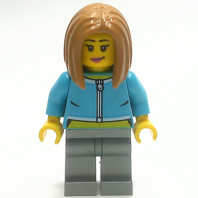 fig-013989 – Woman, Medium Azure Torso, Flat Silver Legs, Medium Nougat Hair