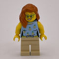 fig-013992 – Woman, Bright Light Blue Torso, Tan Legs, Dark Orange Hair