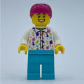 fig-014003 – Man, White Shirt with Balloons, Medium Azure Legs, Magenta Helmet