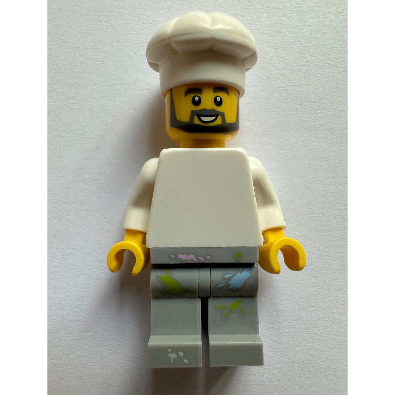 fig-014094 – Chef - White Torso, Light Gray Legs, Paint Spots
