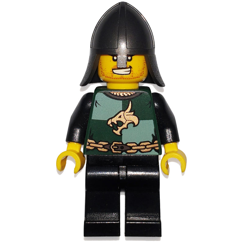 fig-014124 – Dragon Knight, Dark Green, Pearl Dark Gray Helmet, Angry