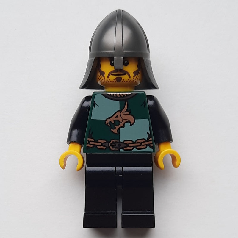 fig-014125 – Dragon Knight, Dark Green, Pearl Dark Gray Helmet, Stubble