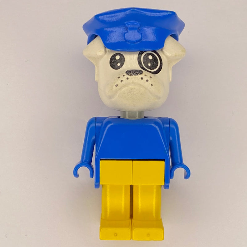 fig-014133 – Boris Bulldog, White Head, Blue Torso, Yellow Legs, Blue Police Hat
