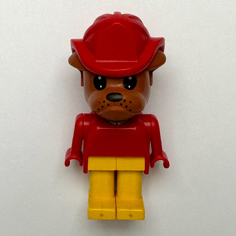 fig-014135 – Bertie Bulldog, Brown Head, Red Torso, Yellow Legs, Red Fire Helmet