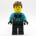 fig-014228 – Race Driver - Flat Silver Torso, Dark Turquoise Arms, Black Legs, Reddish Brown Hair