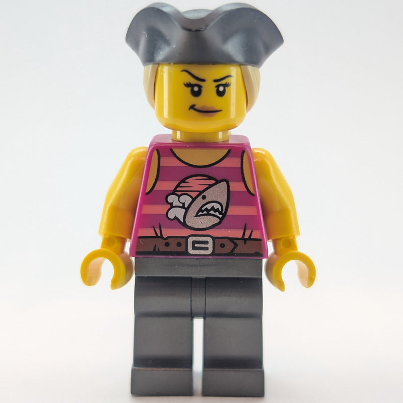fig-014231 – Race Driver - Magenta Torso, Pearl Titanium Legs, Black Pirate Hat