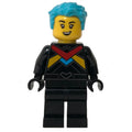 fig-014233 – Race Driver - Black Torso, Black Legs, Medium Azure Hair