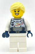 fig-014236 – Astronaut, Female, Flat Silver Torso, White Legs, Bright Light Yellow Hair