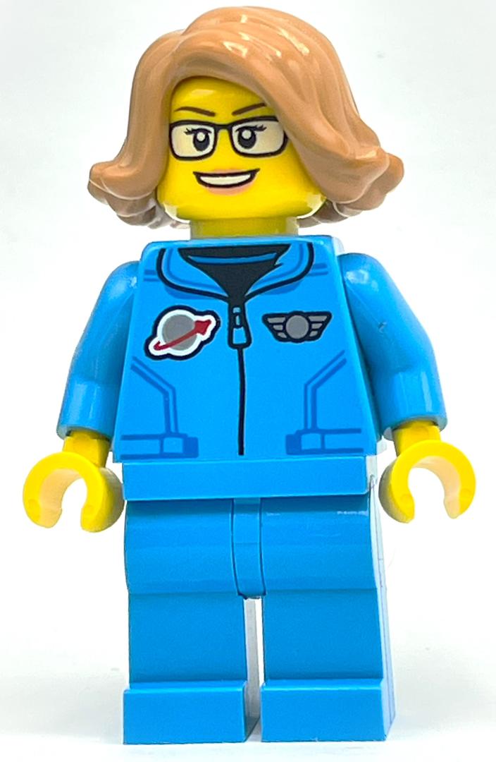 fig-014237 – Astronaut, Female, Dark Azure Jump Suit, Medium Nougat Hair