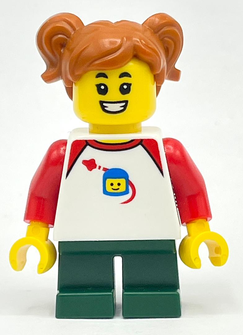 fig-014239 – Kid - White Torso, Dark Green Legs, Dark Orange Hair