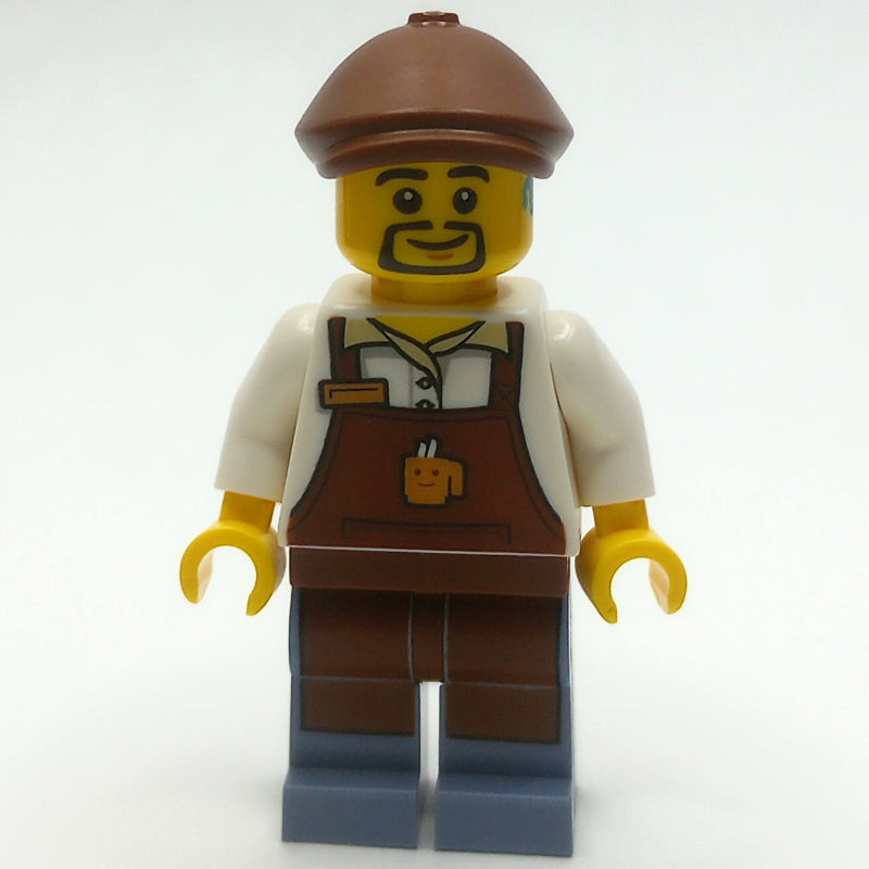 fig-014242 – White Torso, Reddish Brown Apron, Sand Blue Legs, Reddish Brown Cap