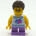 fig-014244 – Kid - White Torso, Medium Lavender Legs, Dark Brown Hair