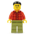 fig-014323 – Man, Red Plaid Shirt, Olive Green Legs
