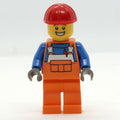fig-014375 – Construction Worker - Orange Overall, Red Helmet, Smile