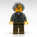 fig-014383 – Woman, Light Bluish Gray Cardigan, Dark Tan Legs, Light Bluish Gray Hair