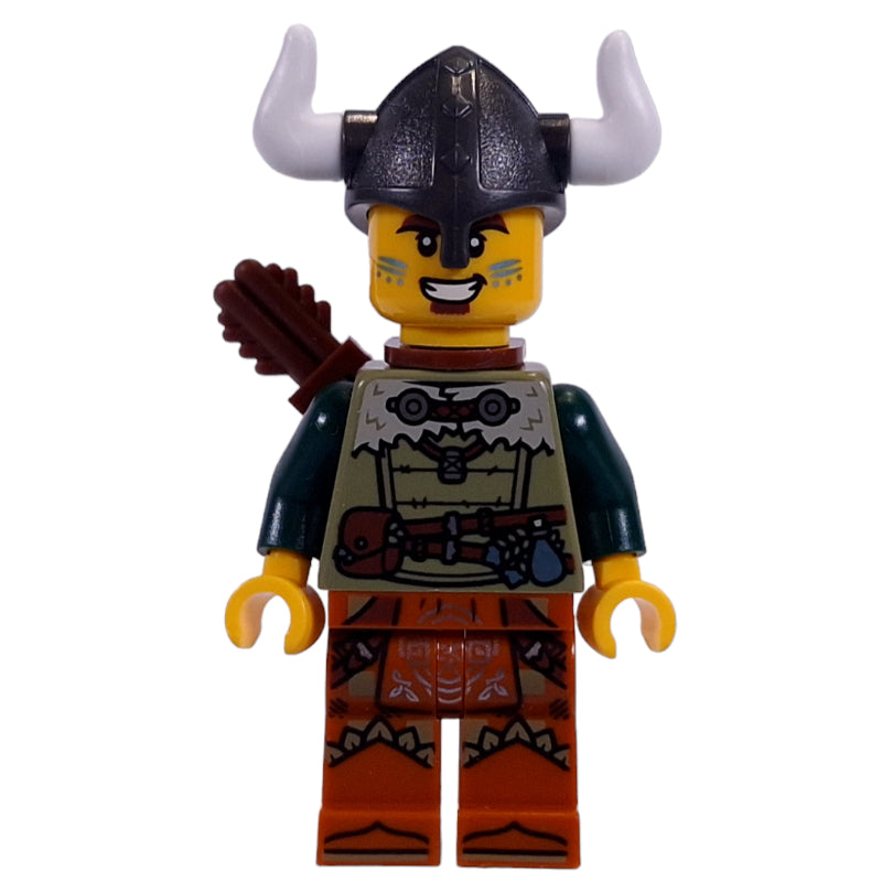 fig-014394 – Viking, Olive Green Shirt, Helmet with Horns, Quiver