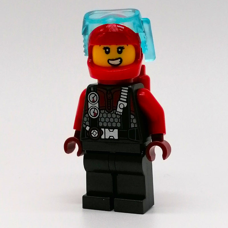 fig-014411 – Diver - Pearl Titanium Torso, Legs, Red Airtanks, Red Helmet